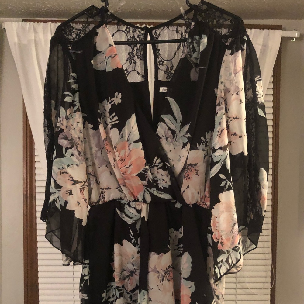 Charlotte Russe Black Floral Romper